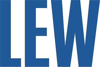 Logo der Lechwerke AG: drei Großbuchstaben L, E und W in blauer Farbe auf weißem Hintergrund.